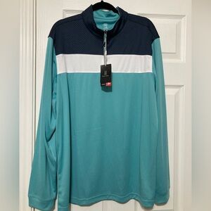 PGA Tour 1/4 Zio Teal and Navy Performance Pullover Size XXL